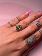 Load image into Gallery viewer, Marquise Peridot & Diamond Chubby White Gold Ring