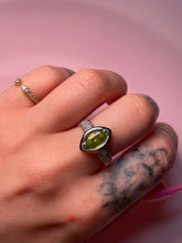 Load image into Gallery viewer, Marquise Peridot & Diamond Chubby White Gold Ring