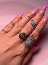 Load image into Gallery viewer, Marquise Peridot & Diamond Chubby White Gold Ring