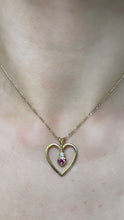 Load image into Gallery viewer, Magenta Pink Tourmaline Diamond Bezel Lovely Heart Pendant
