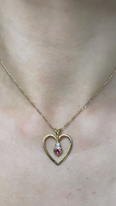 Magenta Pink Tourmaline Diamond Bezel Lovely Heart Pendant