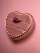 Load image into Gallery viewer, Hot Pink Star Sapphire Cabochon Double Diamond Heart Ring
