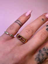 Load image into Gallery viewer, Toi Et Moi Garnet Heart Pink Tourmaline Signet Ring
