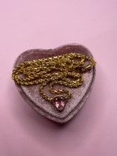 Load image into Gallery viewer, Baby Pink Tourmaline Heart Bezel Rope Necklace
