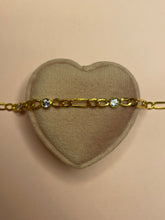 Load image into Gallery viewer, Blue Sapphire Station Figaro Bracelet
