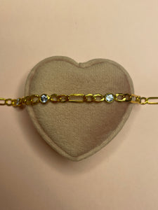 Blue Sapphire Station Figaro Bracelet