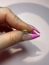 Load image into Gallery viewer, Evil Eye Emerald Baby Bezel Band
