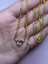 Load image into Gallery viewer, Baby Pink Tourmaline Heart Bezel Rope Necklace
