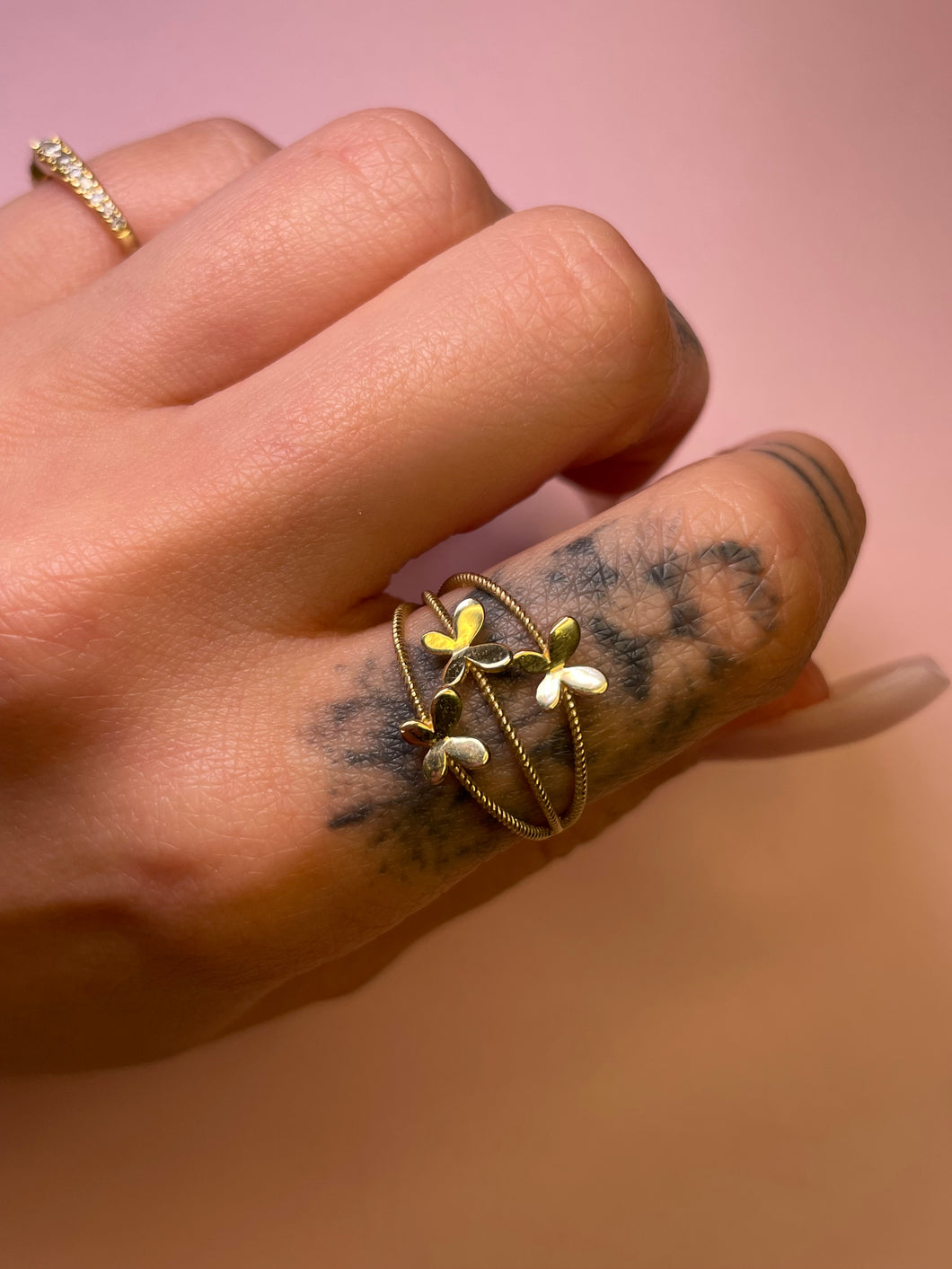 Triple Butterfly Ring