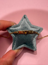 Load image into Gallery viewer, Camo Green Tourmaline Bezel Heart ID Bracelet
