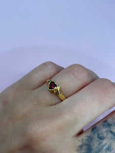 Thorned Garnet Heart Ring