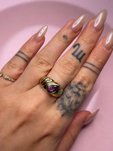 Load image into Gallery viewer, Chunky Teardrop Amethyst Ribbed Ring
