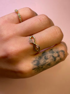 Double Pink Topaz Heart Infinity Ring