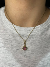 Load image into Gallery viewer, 1.25 CT watermelon pink tourmaline heart bezel “CHARMED” pendant
