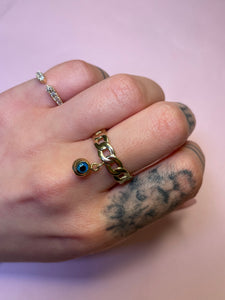 Evil Eye Dangle Curb Ring