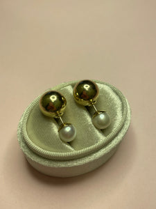 18K Gold Ball Pearl Studs