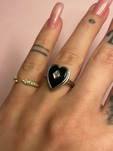 Onyx Diamond Heart Ring