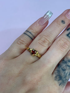 Thorned Garnet Heart Ring