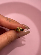 Load image into Gallery viewer, Bright Yellow Tourmaline Bezel Heart Mini Signet Ring

