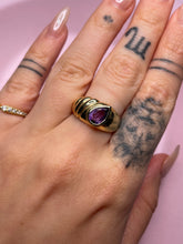 Load image into Gallery viewer, Chunky Teardrop Amethyst Ribbed Ring
