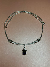 Load image into Gallery viewer, Sapphire &amp; Crystal Droplet Necklace
