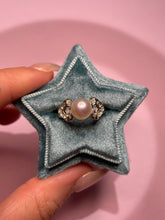 Load image into Gallery viewer, Double Heart Diamond Akoya Pink Pearl Ring
