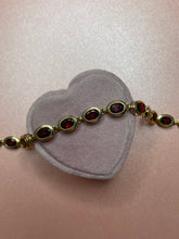 Load image into Gallery viewer, Oval Bezel Garnet Station Bracelet
