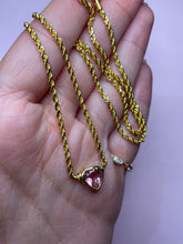 Load image into Gallery viewer, Baby Pink Tourmaline Heart Bezel Rope Necklace
