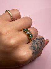 Load image into Gallery viewer, Triple Green Tourmaline Cabochon Prong Set Ring
