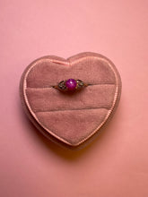 Load image into Gallery viewer, Hot Pink Star Sapphire Cabochon Double Diamond Heart Ring
