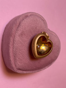 Satin Puffy Heart Starset Diamond Pendant