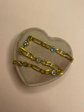 Load image into Gallery viewer, Blue Sapphire Station Figaro Bracelet
