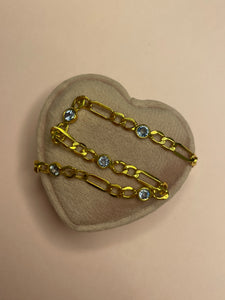 Blue Sapphire Station Figaro Bracelet