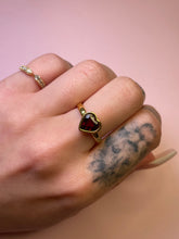 Load image into Gallery viewer, Deep Red Garnet Heart Bezel Ring
