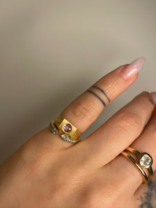 Muted Baby Pink Spinel Abstract Signet Pinky Ring