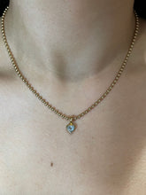 Load image into Gallery viewer, Muted Aquamarine Bezel Mini Heart Pendant
