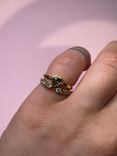 Load image into Gallery viewer, Forest Green Heart Tourmaline Baby Bezel Band
