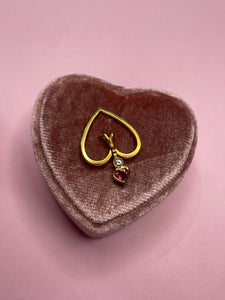 Magenta Pink Tourmaline Diamond Bezel Lovely Heart Pendant