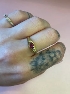 Ruby Double Diamond Knife Edge Ring