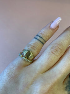 Snake Detailed Oval Signet Ring