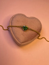 Load image into Gallery viewer, Seafoam Green Tourmaline Bezel Heart Smooth Ball Bracelet
