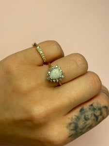 Opal Cabochon Heart Diamond Ring