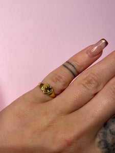 Camo Green Tourmaline Heart Pinky Ring