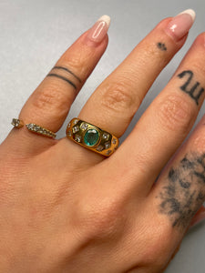 Chubby Emerald Princess Cut Diamond Ring