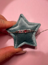 Load image into Gallery viewer, WG Juicy Red Heart Bezel Tourmaline Star Cut Out ID Bracelet
