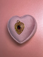 Load image into Gallery viewer, Garnet Heart Filigree Pendant
