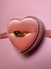 Load image into Gallery viewer, Toi Et Moi Garnet Heart Pink Tourmaline Signet Ring
