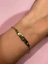 Load image into Gallery viewer, Camo Green Tourmaline Bezel Heart ID Bracelet
