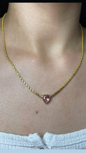 Load image into Gallery viewer, Baby Pink Tourmaline Heart Bezel Rope Necklace
