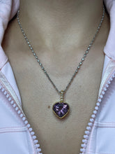 Load image into Gallery viewer, Jumbo Amethyst &amp; Diamond Heart Bezel Pendant
